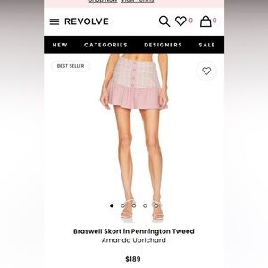 AMANDA UPRICHARD PINK SKIRT SIZE XS